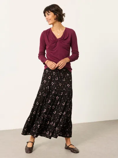 Fatface Jayla Black Rose Bud Maxi Skirt