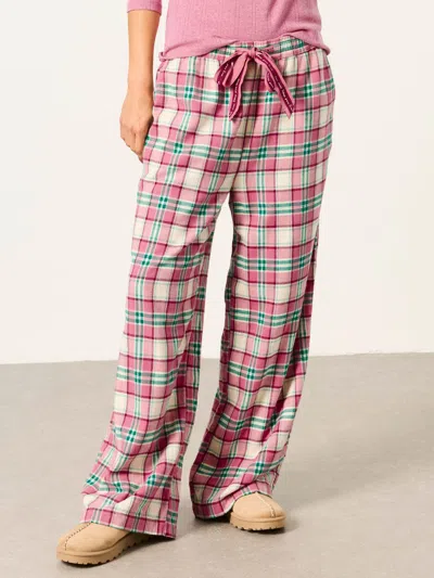 Fatface Lola Pink Metallic Check Wide Leg Pyjama Bottoms