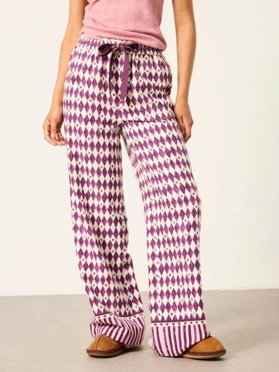 Fatface Lola Purple Harlequin Wide Leg Pyjama Bottoms