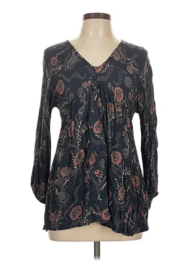 Pre-owned Fatface Long Sleeve Blouse In Black