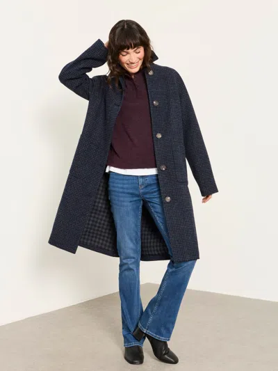 Fatface Moons Navy Petite Long Wool Coat