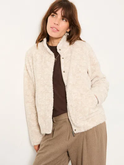 Fatface Natural Fleece Bomber Zip Through Jacket