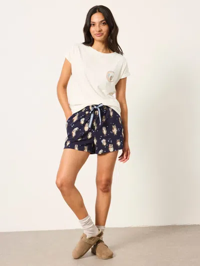 Fatface Navy Owl Short And Tee Pyjama Set
