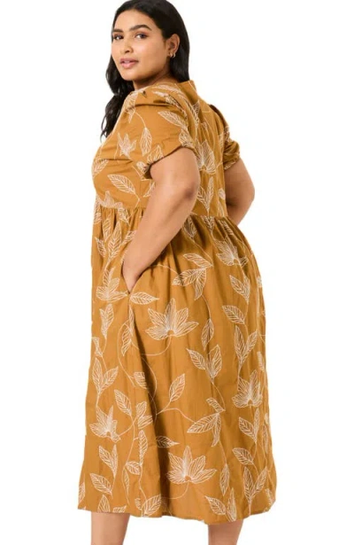 Fatface Plus Size Remi Detail Midi Dress In Ochre Yellow