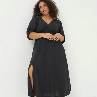 Fatface Plus Size Rene Midi Dress In Black