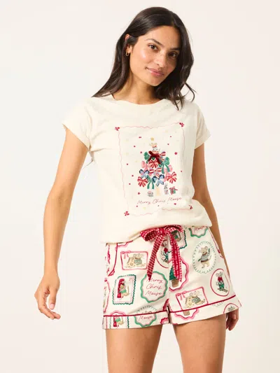Fatface Red Shelter Mouse Pyjama Shorts