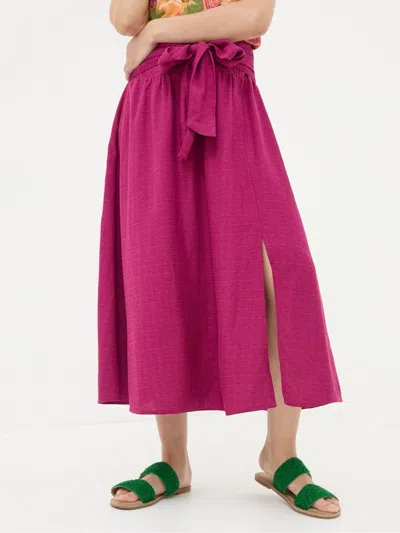Fatface Sascha Purple Midi Skirt With Linen