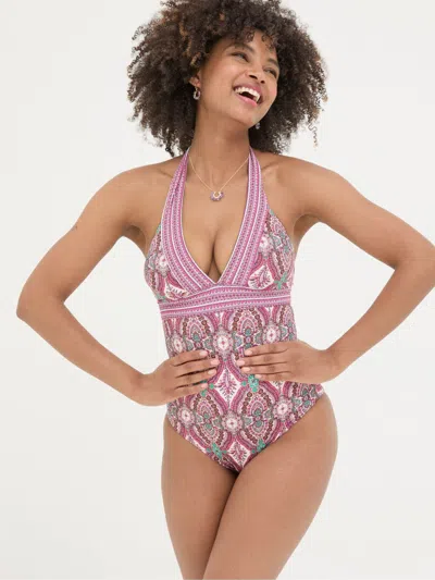 Fatface Serena Pink Detail Paisley Swimsuit