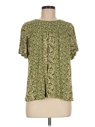 Pre-owned Fatface Short Sleeve Blouse In Green
