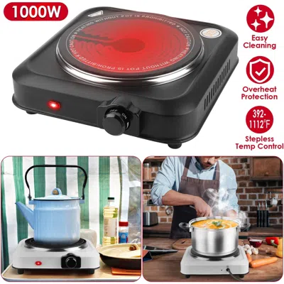 Fatzio 1000w Electric Infrared Single Burner Portable Heating Hot Plate Stove Countertop Rv Hotplate With 7 In Black