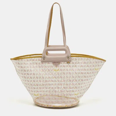 Pre-owned Fauré Le Page Basket 57 Pale Pink Vinyl And Leather Tote