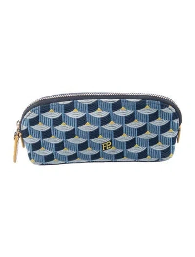 Pre-owned Fauré Le Page Beauty Pouch 17 In Blue/yellow