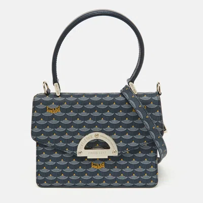 Pre-owned Fauré Le Page Blue Coated Canvas And Leather Parade Soft 19 Top Handle Bag