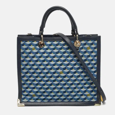 Pre-owned Fauré Le Page Blue Jacquard Fabric And Leather Sagacity 31 Tote