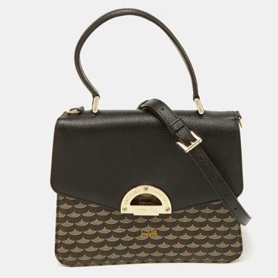Pre-owned Fauré Le Page Dark Brown Coated Canvas And Leather Parade Soft 23 Top Handle Bag