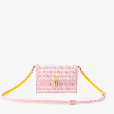 Fauré Le Page Ladies First 19 Clutch In Jacquard & Leather In Pale Pink