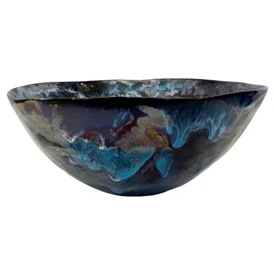 Pre-owned Fausto Melotti Italian Blue And Various Colors Ceramic Dish Bowl Italy C 1960