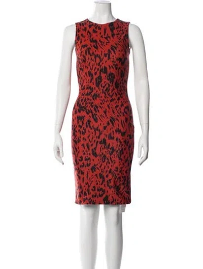 Pre-owned Fausto Puglisi Animal Print Knee-length Dress In Red