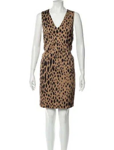 Pre-owned Fausto Puglisi Animal Print Knee-length Dress W/ Tags In Brown