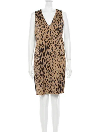 Pre-owned Fausto Puglisi Animal Print Knee-length Dress W/ Tags In Brown