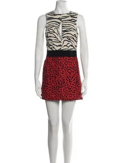 Pre-owned Fausto Puglisi Animal Print Mini Dress In Red