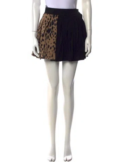 Pre-owned Fausto Puglisi Animal Print Mini Skirt In Black