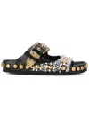 Fausto Puglisi Beaded Studded Sandals In Black