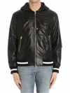 Fausto Puglisi Black Leather Bomber Jacket In Black