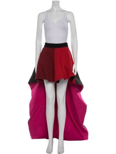 Pre-owned Fausto Puglisi Colorblock Pattern Long Skirt In Red