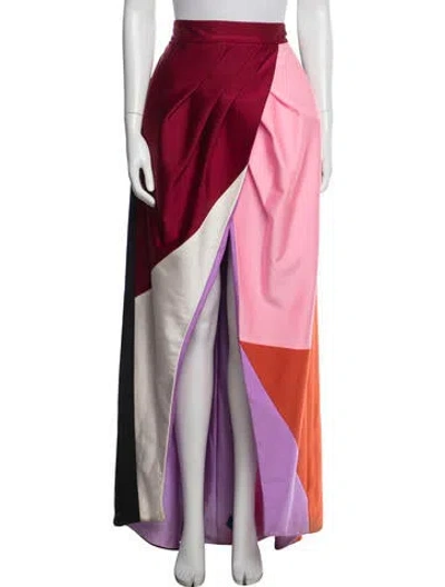 Pre-owned Fausto Puglisi Colorblock Pattern Long Skirt In Red