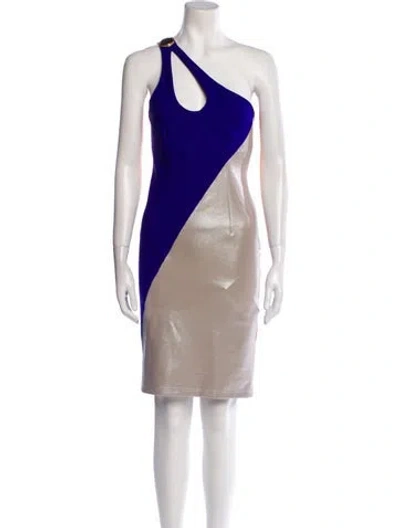 Pre-owned Fausto Puglisi Colorblock Pattern Mini Dress In Blue