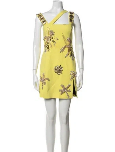 Pre-owned Fausto Puglisi Graphic Print Mini Dress In Yellow