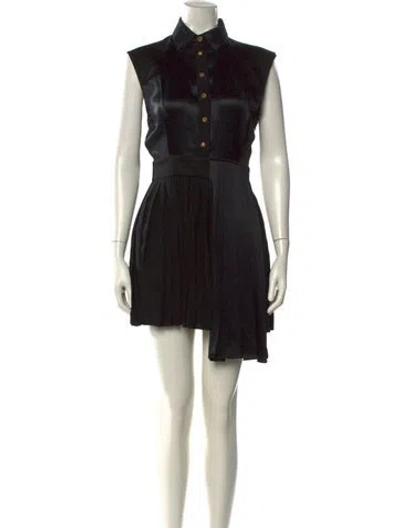 Pre-owned Fausto Puglisi Silk Mini Dress In Black