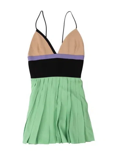 Pre-owned Fausto Puglisi Silk Mini Dress In Green