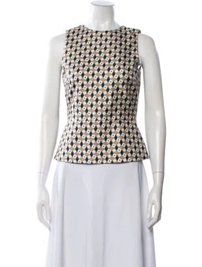 Pre-owned Fausto Puglisi Silk Patterned Top W/ Tags In Multi
