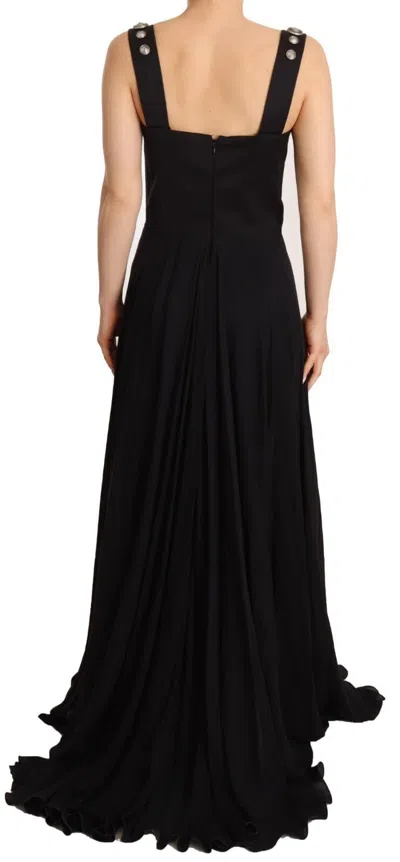 Pre-owned Fausto Puglisi Silk Studded Sleeveless A-line Max Women's Dress () In Black