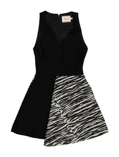 Pre-owned Fausto Puglisi V-neck Mini Dress In Black