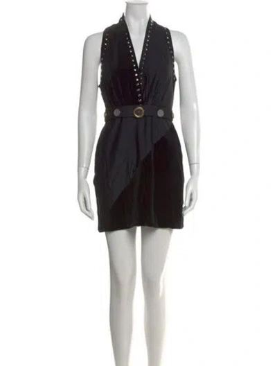 Pre-owned Fausto Puglisi V-neck Mini Dress In Black