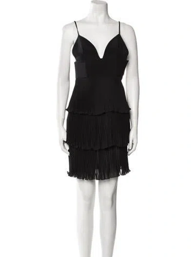 Pre-owned Fausto Puglisi V-neck Mini Dress W/ Tags In Black
