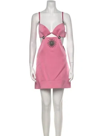 Pre-owned Fausto Puglisi V-neck Mini Dress W/ Tags In Pink