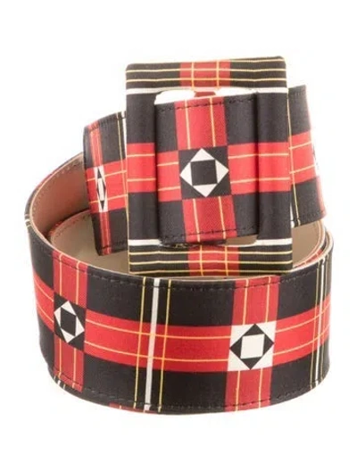 Pre-owned Fausto Puglisi Wide Canvas Waist Belt In Red