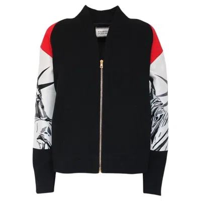 Pre-owned Fausto Puglisi Women's Statue Of Liberty Bomber Jacket, Size 40 In Black