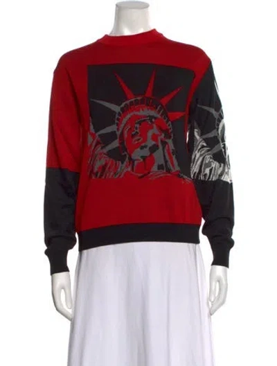 Pre-owned Fausto Puglisi Wool Graphic Print Sweater W/ Tags In Red