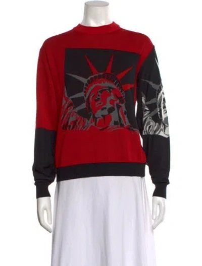 Pre-owned Fausto Puglisi Wool Graphic Print Sweater W/ Tags In Red