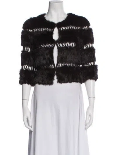 Pre-owned Faux/real Patterned Faux Fur Jacket In Brown