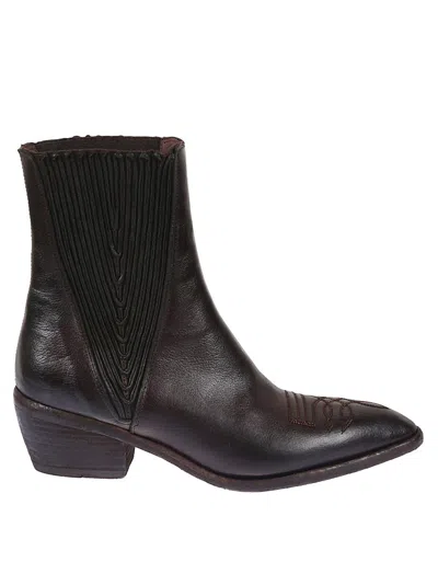 Fauzian Jeunesse Ankle Boots With Pleated Design And Pointed Toe In Brown