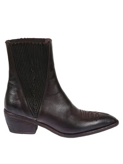 Fauzian Jeunesse Ankle Boots With Pleated Design And Pointed Toe In Brown