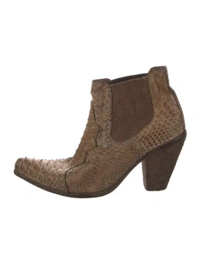 Pre-owned Fauzian Jeunesse Python Chelsea Boots In Brown