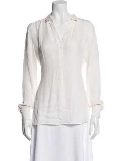 Pre-owned Fauzian Jeunesse Silk V-neck Blouse In Neutral