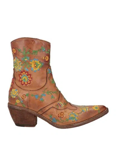 Fauzian Jeunesse Woman Ankle Boots Camel Size 7 Leather In Sand